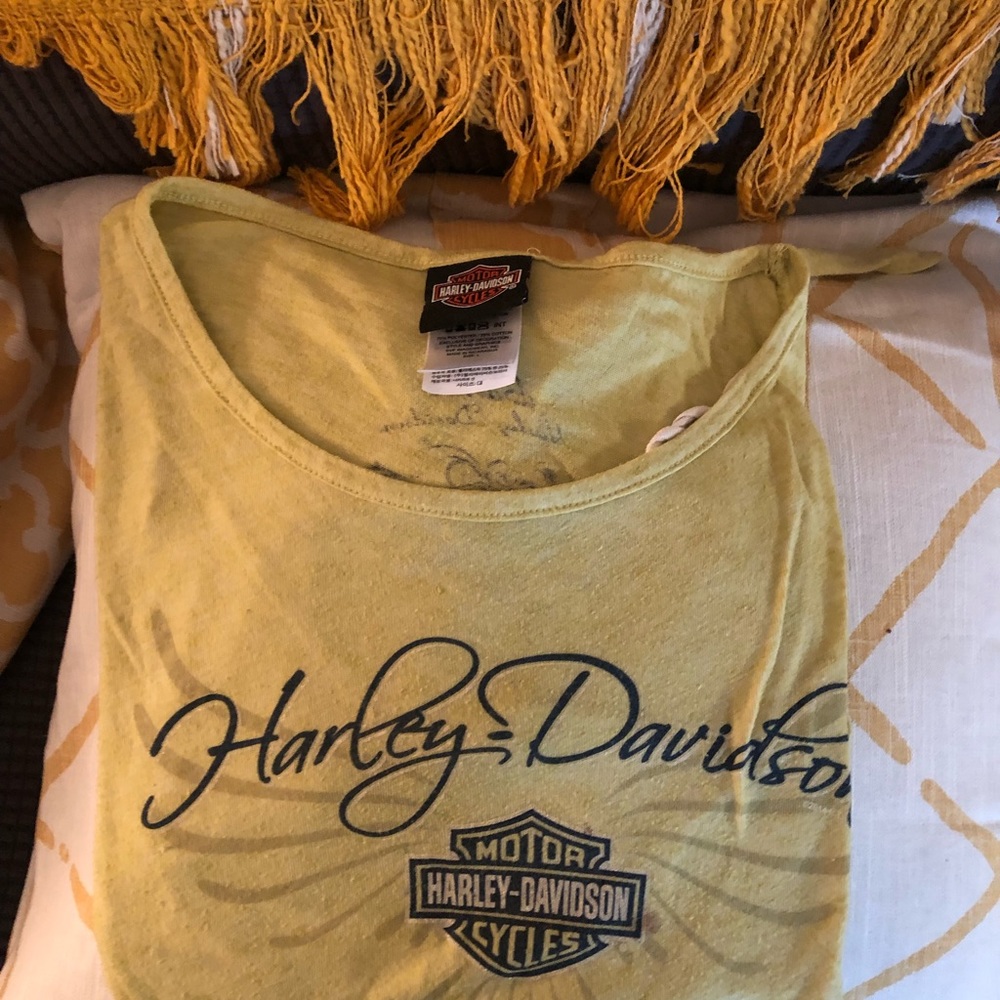 Heathered neon green Harley shirt